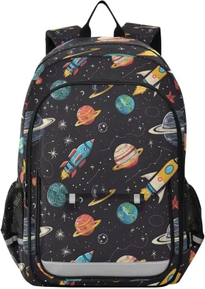 senya School Backpack Kids College Rucksack Travel Bookbag Fashion Back Pack Girls Boys Rockets Planets Solar Galaxies