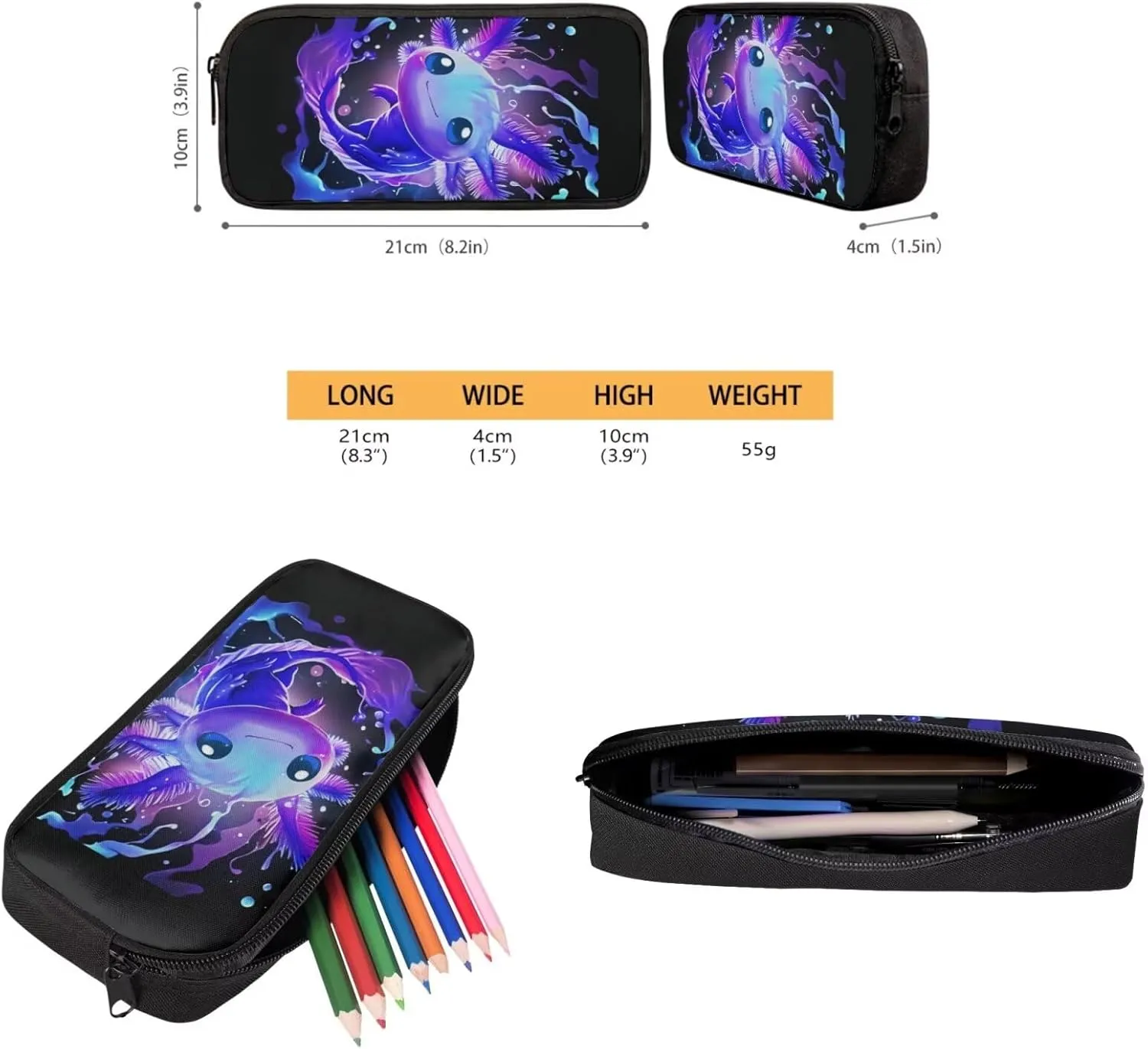 Showudesigns Blue Axolotl Backpack for Girls Boys 4-8 8-12 Elementary Bookbag with Lunch Box Pencil Case Middle Preschool School Bag Packs for Kids Daypack Back To School Daycare Satchel Rucksack
