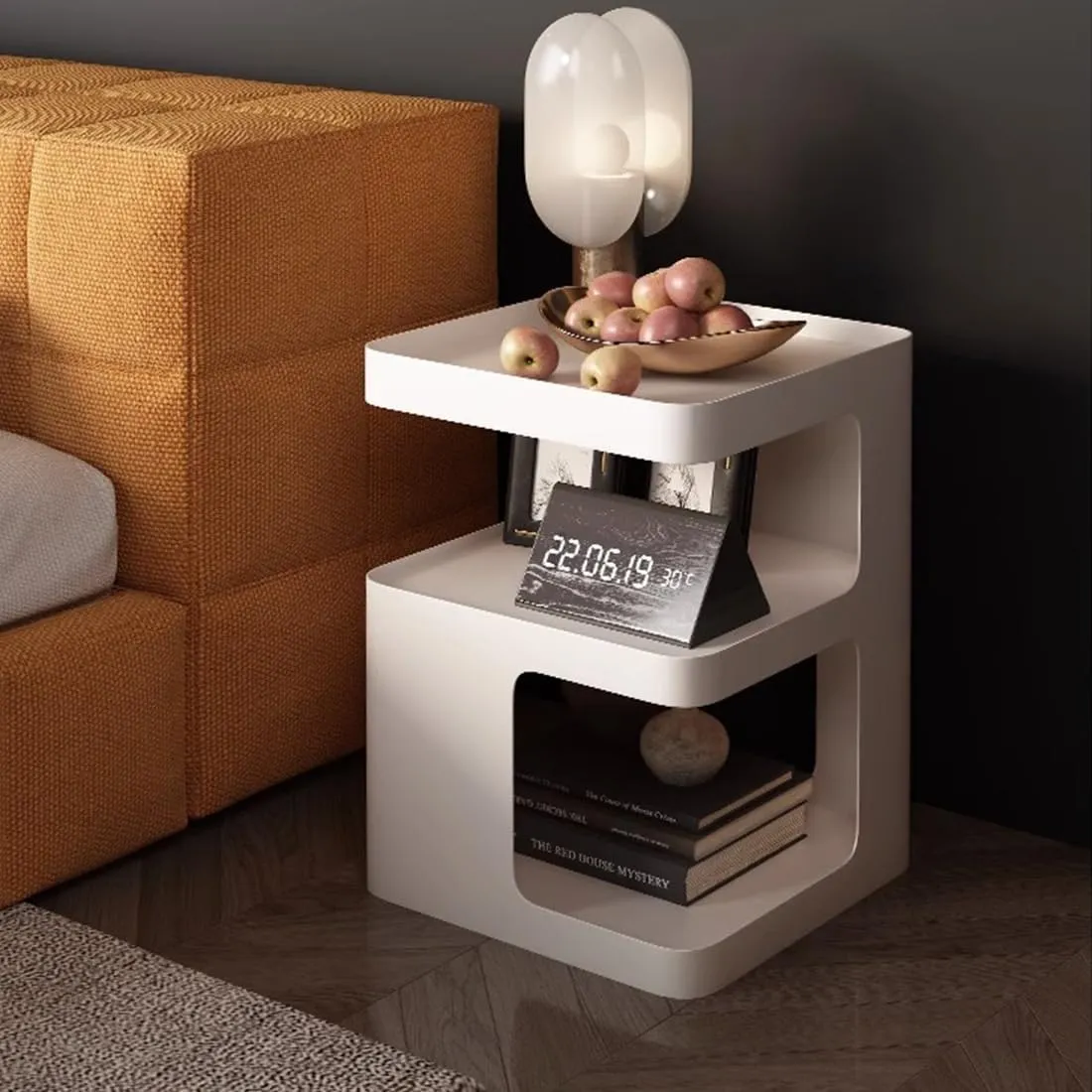 Side Table,Modern end Table,Metal nightstand,Bedside Table,3-Tier Accent Table with Storage for Bedroom,Living Room,Small Space,Couch.No Assembly Required