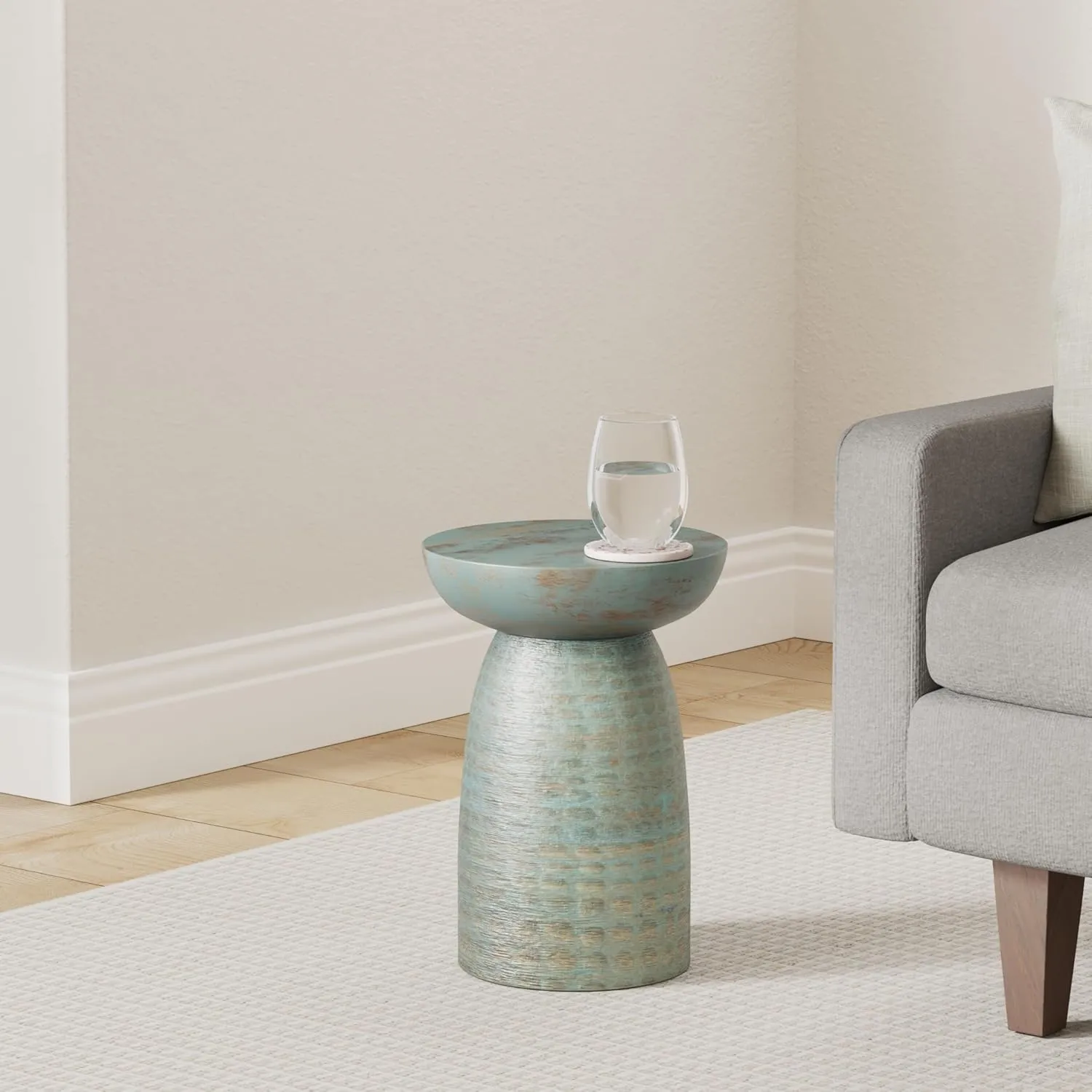 SIMPLIHOME Boyd 13-inch Wide Solid Mango End Table in Teal Wash, Contemporary-Style Accent Table for Living Room, Bedroom, or Family Room, Assembled
