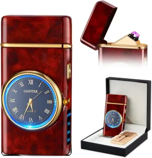 SKRFIRE Electric Lighter Double Arc Plasma Lighter, Rechargeable Lighter with Battery Display Indication Cool Lighter Revolve with Gift Box for Friends, Family, Candles(red), 0.1