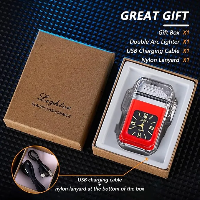 SKRFIRE Plasma Lighter Rechargeable Electric Lighter Outdoor Windproof Flameless Lighter with Seven Colours Lighter for Valentine's Day (Red)