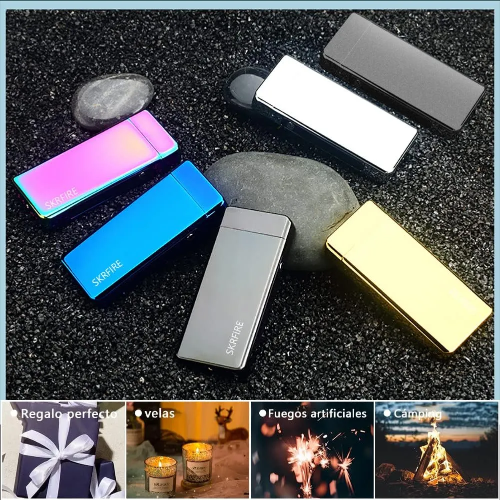 SKRFIRE Plasma USB Rechargeable Arc Lighters Windproof Electric Big Flame Cool Lighter with LED Battery Indication for Outdoor, Camping, Adventure, Grill(Blue)