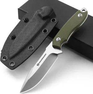 Small Fixed Blade Knife 7 inch Tactical Knife EDC D2 Steel with Kydex Sheath, G10 Handle, Clip Lock and Gift Box, Versatile for Horizontal and Vertical Carry