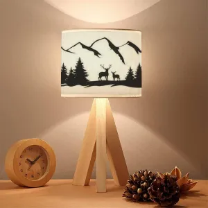 Small Lamp of Mountains Travel Camping Nature Wilderness Bedside Tripod Table Lamp Cute Mini Desk Nightstand Reading Lamps Boho Kids Nursery Lamp for Bedroom Classroom Decor