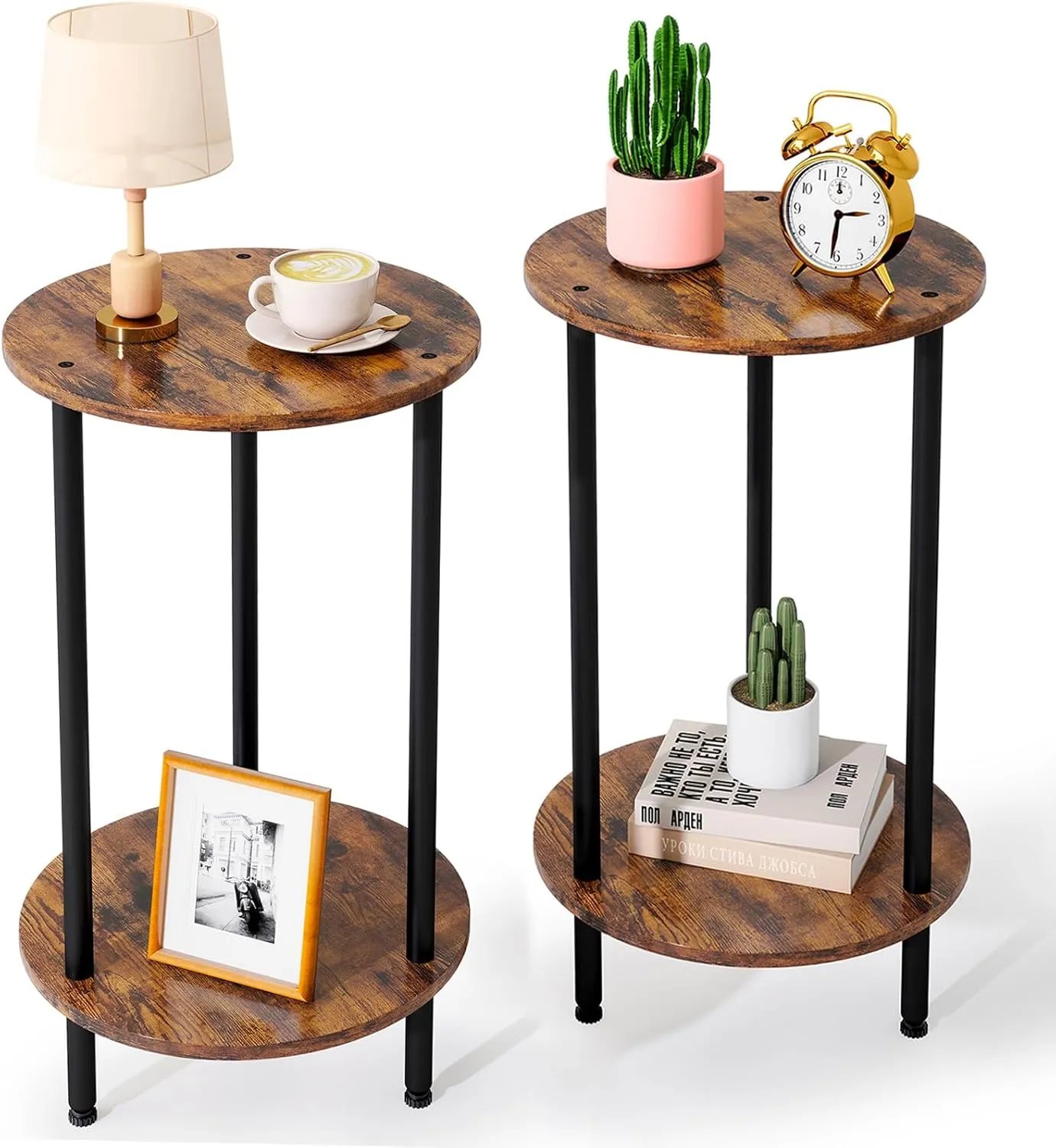 Small Round End Table, Side Table Living Room, Bedside Tables Living Room, Small Accent Tables, Small Tables for Small Space, Easy to Assemble