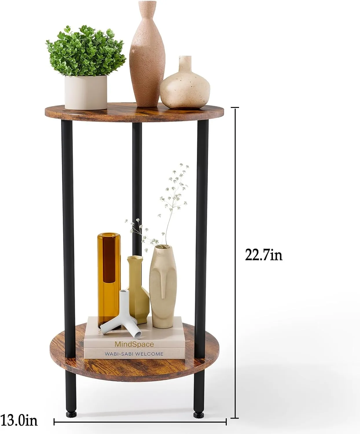 Small Round End Table, Side Table Living Room, Bedside Tables Living Room, Small Accent Tables, Small Tables for Small Space, Easy to Assemble