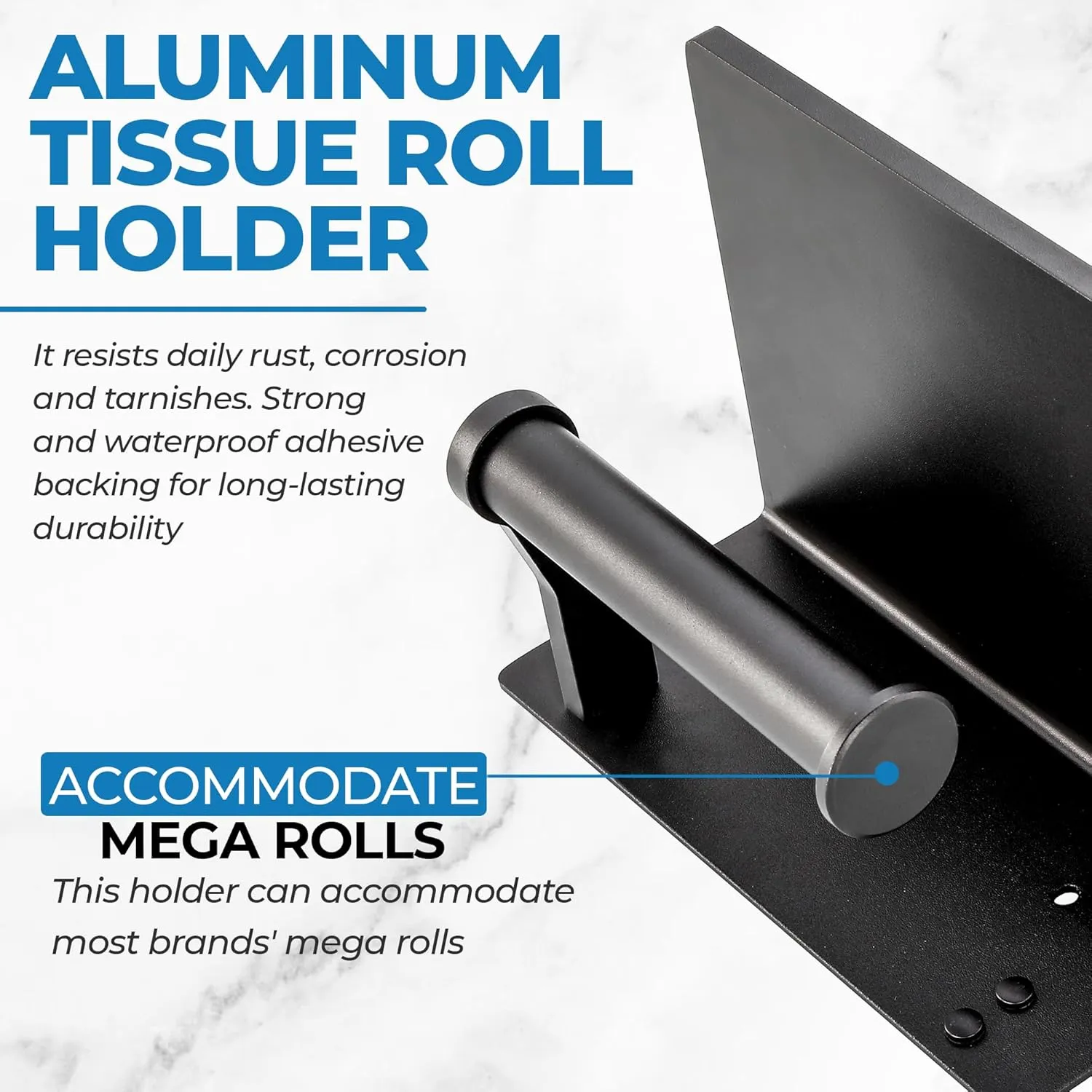 Smarthome Toilet Paper Holder with Shelf, Black Anti-Rust Aluminum Tissue Roll Holder with Mobile Phone Storage Shelf for Bathroom, 3M Self Adhesive No Drilling or Wall Mounted with Screws