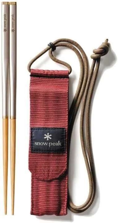 Snow Peak Wabuki Chopsticks - Collapsible Stainless Steel Chopsticks with Case - Reusable Utensils Perfect for Camping & Travel - L