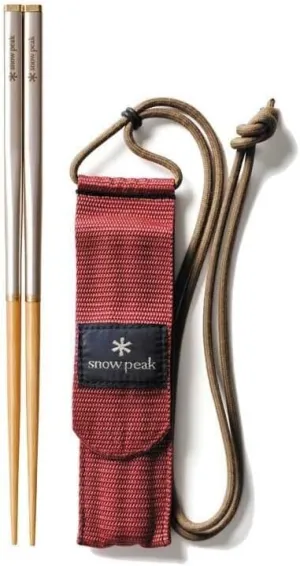 Snow Peak Wabuki Chopsticks - Collapsible Stainless Steel Chopsticks with Case - Reusable Utensils Perfect for Camping & Travel - L