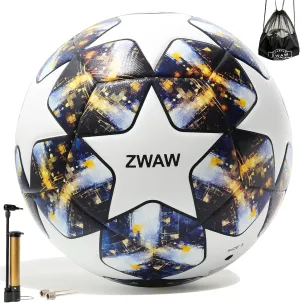 Soccer Ball Size 5 – Waterproof PU Leather, Includes Pump, Needles, and Mesh Storage Net for Easy Carrying