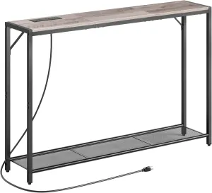 Sofa Table with Power Outlet, 43.7" Console Table with USB Ports, Behind Couch Table, Entryway Table for Living Room, Entryway, Foyer, Metal Frame, Adjustable Feet, Greige CTHG11E01Z1