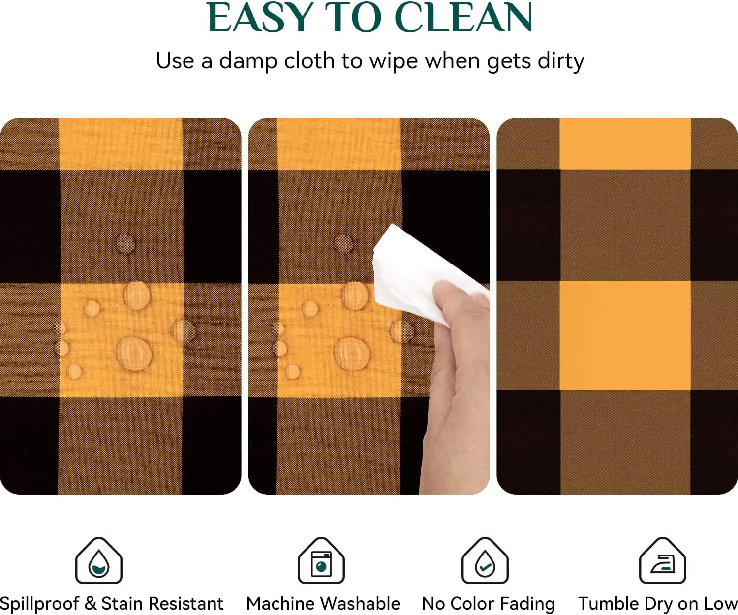 Softalker Halloween Gingham Checkered Rectangle Tablecloth - Buffalo Plaid Table Cloth Waterproof Stain Resistant Washable Table Cover for Kitchen/Party/Holiday - Black and Orange, 60 x 102 Inch