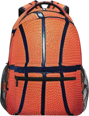 Sports Ball Basketball Texture Theme School Backpack for Teens Girls Kids Boys, Women Men Adult 15 in Laptop Backpack Casual Elementary Student College Bookbag Travel Hiking Camping Daypack