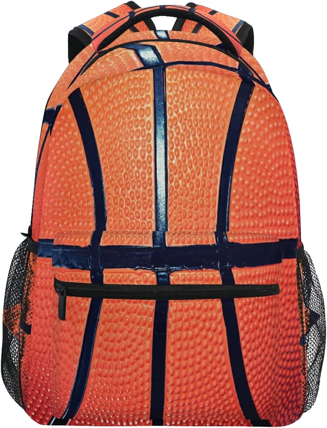 Sports Ball Basketball Texture Theme School Backpack for Teens Girls Kids Boys, Women Men Adult 15 in Laptop Backpack Casual Elementary Student College Bookbag Travel Hiking Camping Daypack