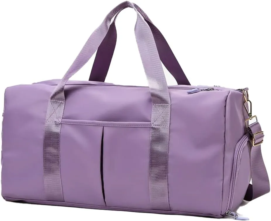 Sports Gym Bag Dance Bag Carry On Weekender Bag for Girls Teen Women, Waterproof Travel Duffle bag with Wet Pocket and Shoe Compartment (Purple, Bag Only)