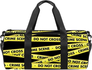 Sports Gym Bag For Women Men, Teens Travel Tote Bag, Personalized Workout Bag, Wet Pocket(Crime Scene Tape)