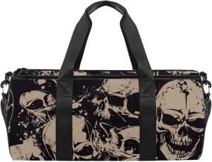 Sports gym bag for women men, Teens Travel Tote bag, Personalized Workout Bag, Wet pocket(Skull Grunge)