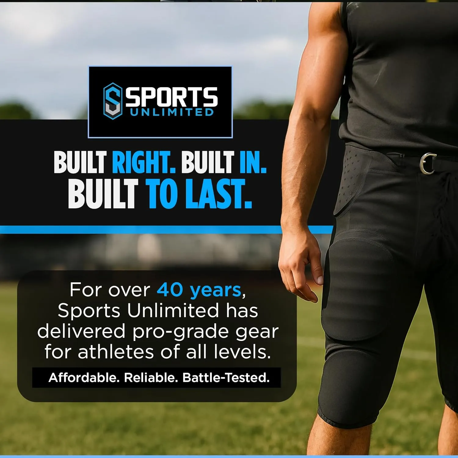 Sports Unlimited Double Knit Integrated Youth Football Pants with Pads - Youth Football Practice Pants for Boys