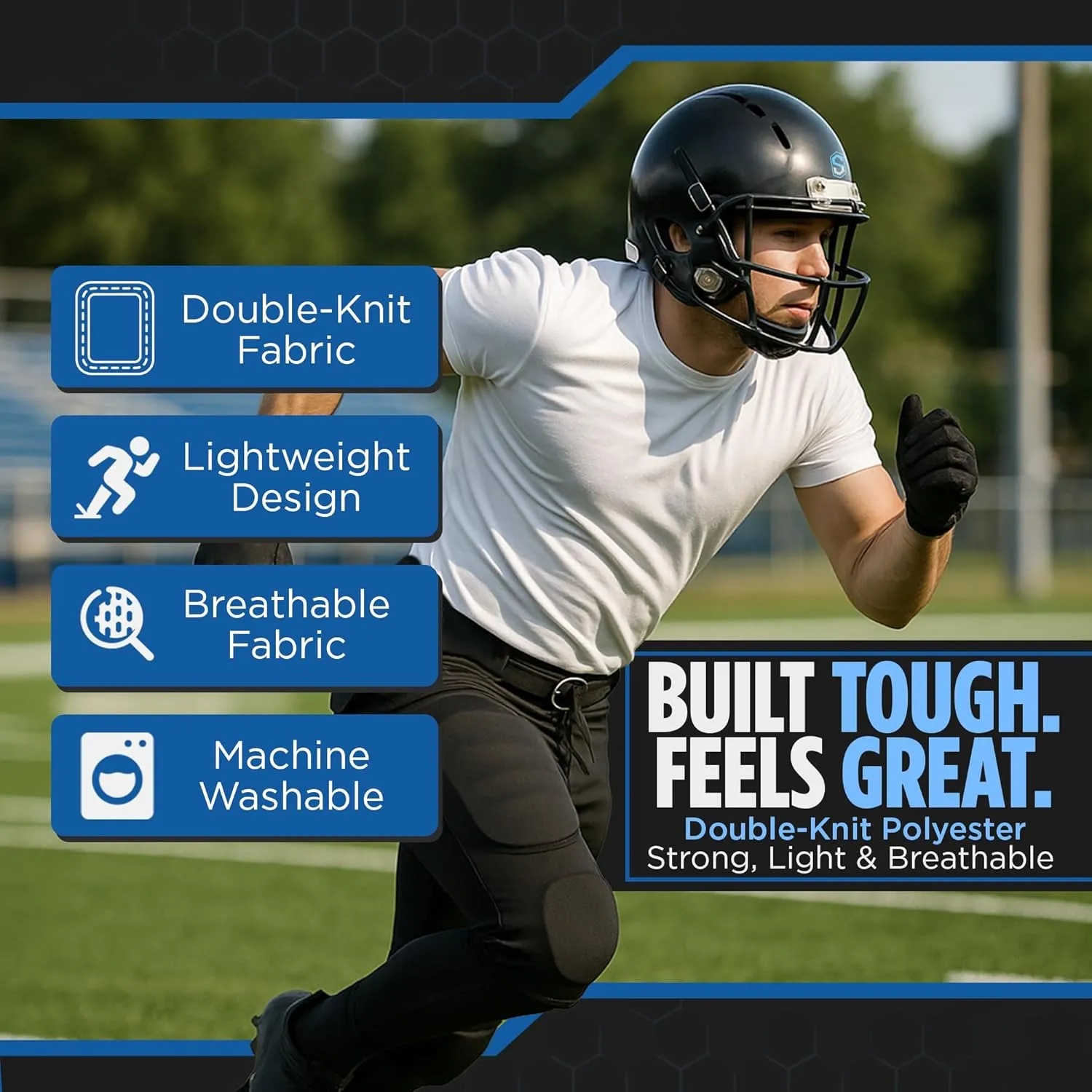 Sports Unlimited Double Knit Integrated Youth Football Pants with Pads - Youth Football Practice Pants for Boys