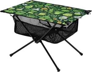 St Patrick S Day Pattern Portable Folding Camping Table, Compact Lightweight Beach Table with Carrying Bag for Outdoor Picnics, BBQs, Camp