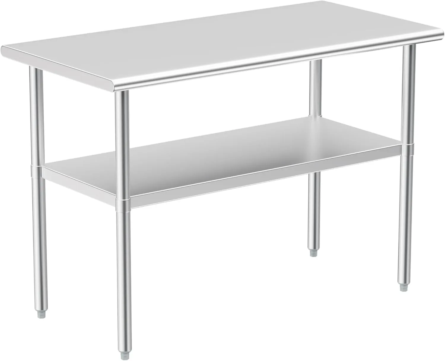 Stainless Steel Table for Prep & Work, NSF Metal Commercial Heavy Duty Table with Adjustable Under Shelf and Foot for Restaurant, Home and Hotel (24x48in)