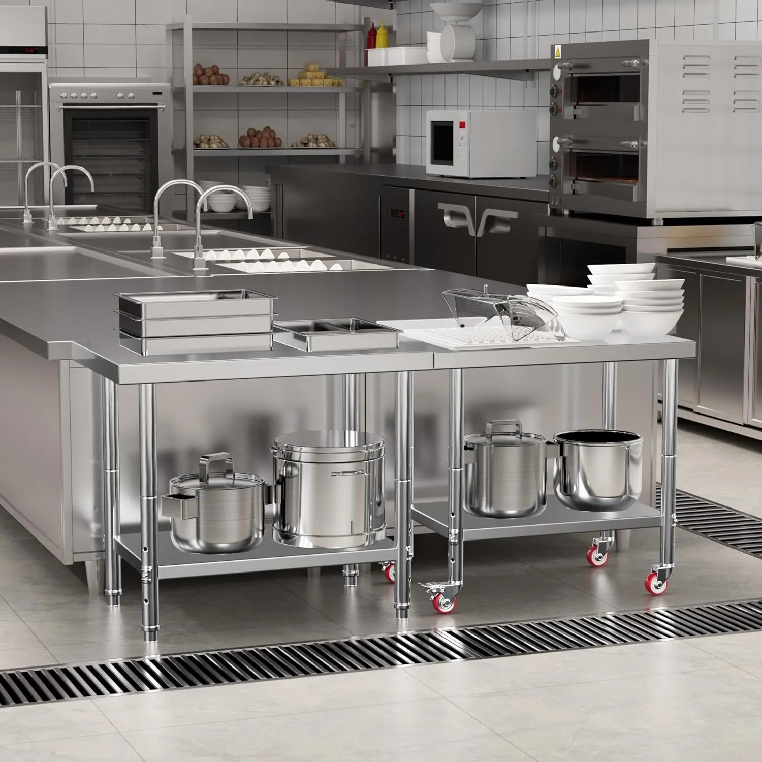 Stainless Steel Table for Prep & Work with Undershelf 24 x 36 Inches NSF Metal Commercial Kitchen Prep Table with Adjustable Under Shelf Worktable for Restaurant Home Outdoor