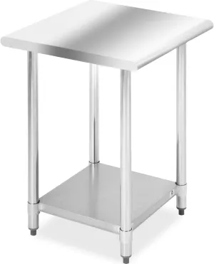 Stainless Steel Work Table Metal Utility Tables Commercial Kitchen NSF with Adjustable Table Toot,24Wx24L
