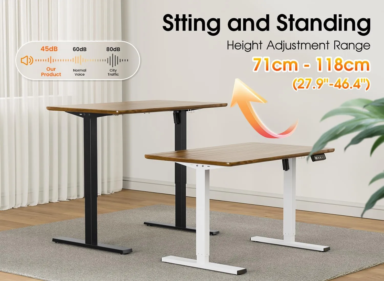 Standing Desk Frame, Electric Stand up Desk Frame Height Adjustable Table Legs Sit Stand Desk Frame, Single Motor Ergonomic Standing Desk Base Workstation, Frame Only, Black