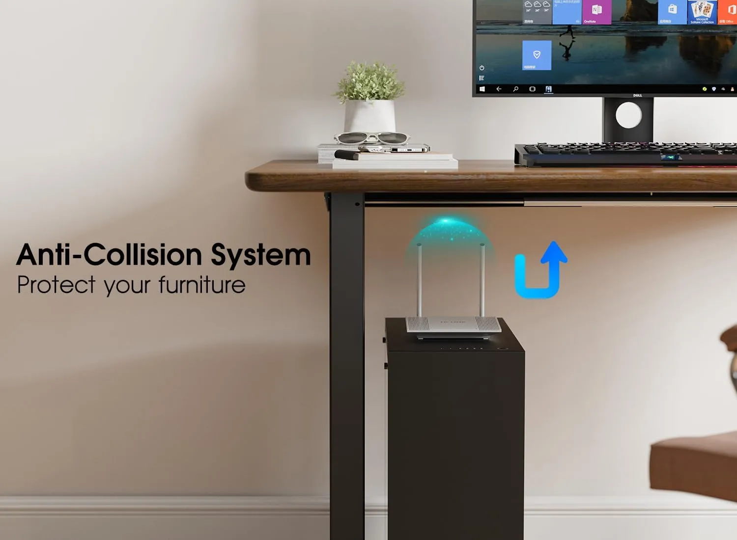 Standing Desk Frame, Electric Stand up Desk Frame Height Adjustable Table Legs Sit Stand Desk Frame, Single Motor Ergonomic Standing Desk Base Workstation, Frame Only, Black