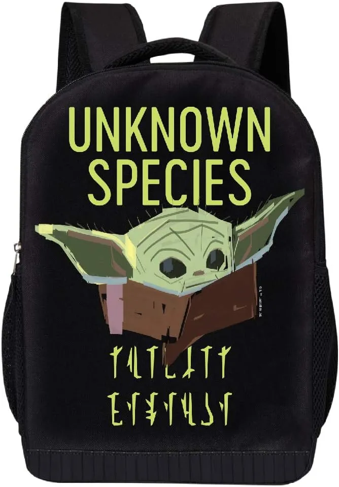 STAR WARS BLACK MANDALORIAN BACKPACK 18 INCH AIR MESH PADDED BAG (Unknown Species)
