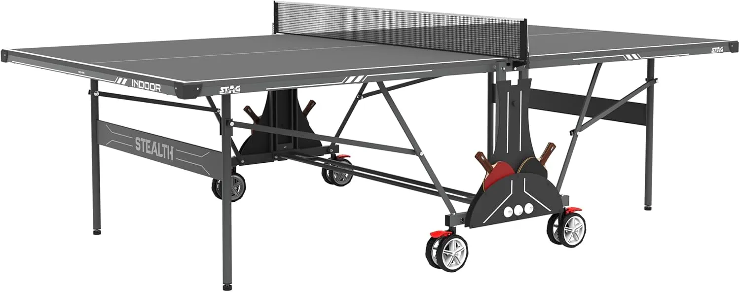 Stealth Indoor Table Tennis Table 2-Player Bundle, grey