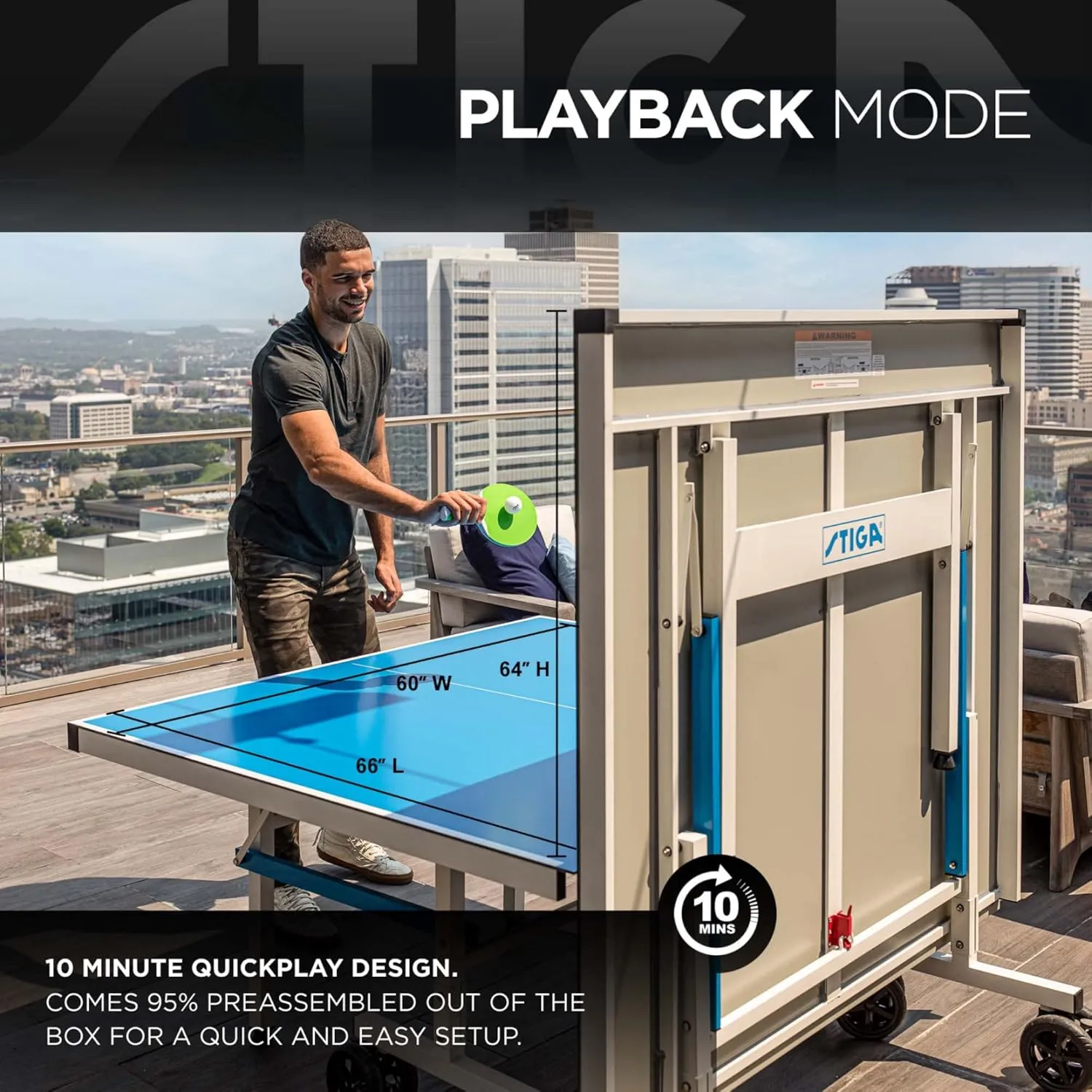 STIGA XTR Professional Outdoor Table Tennis Tables – All Weather Aluminum Waterproof Outdoor or Indoor Design with Net & Post - 10 Minute Easy Assembly Ping Pong Table with Compact Storage