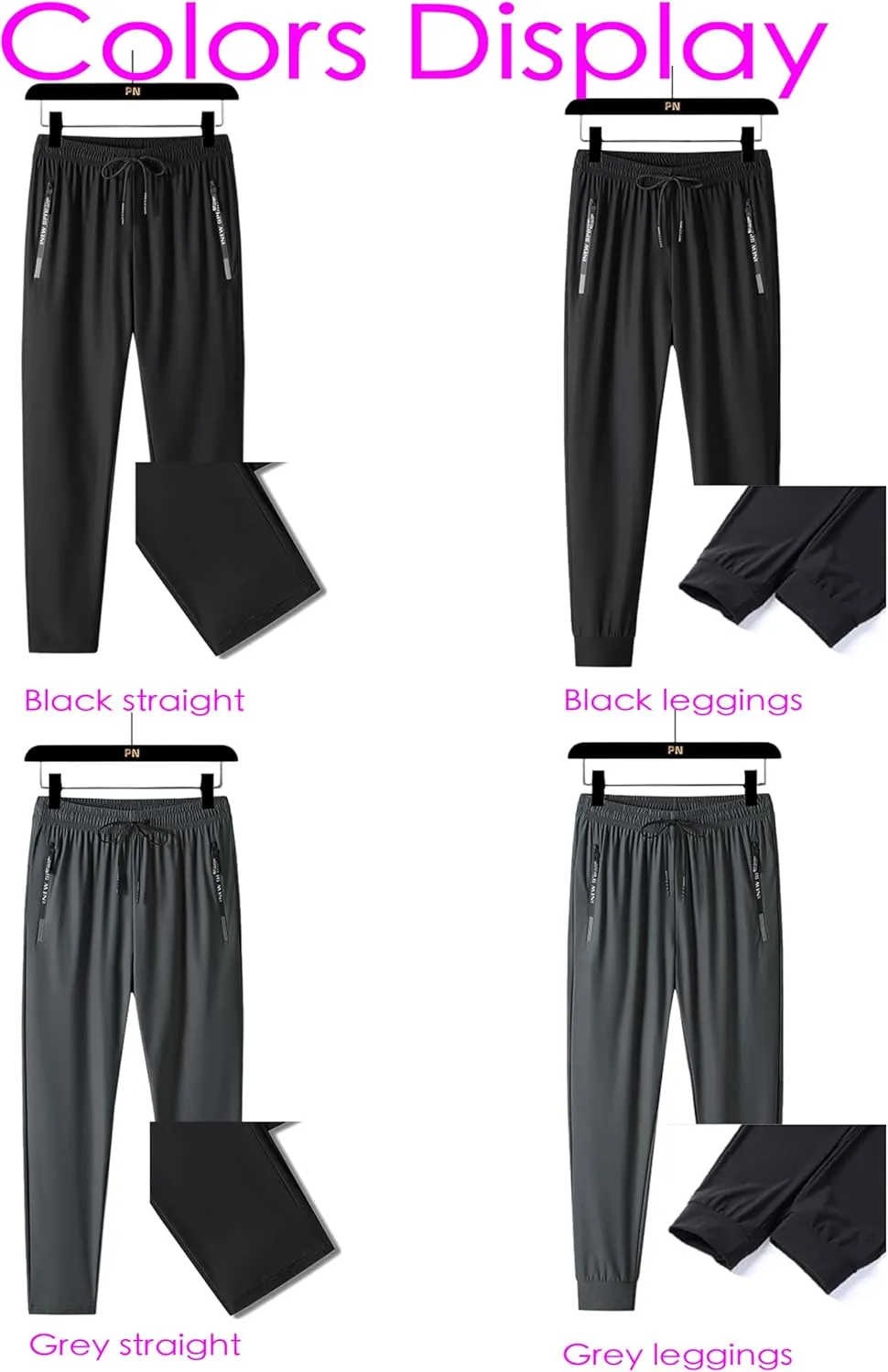 Stretchactive Quick Drying Ultra Stretch Pants for Hiking Camping Slim Fit Athletic Pants with Zipper Pockets
