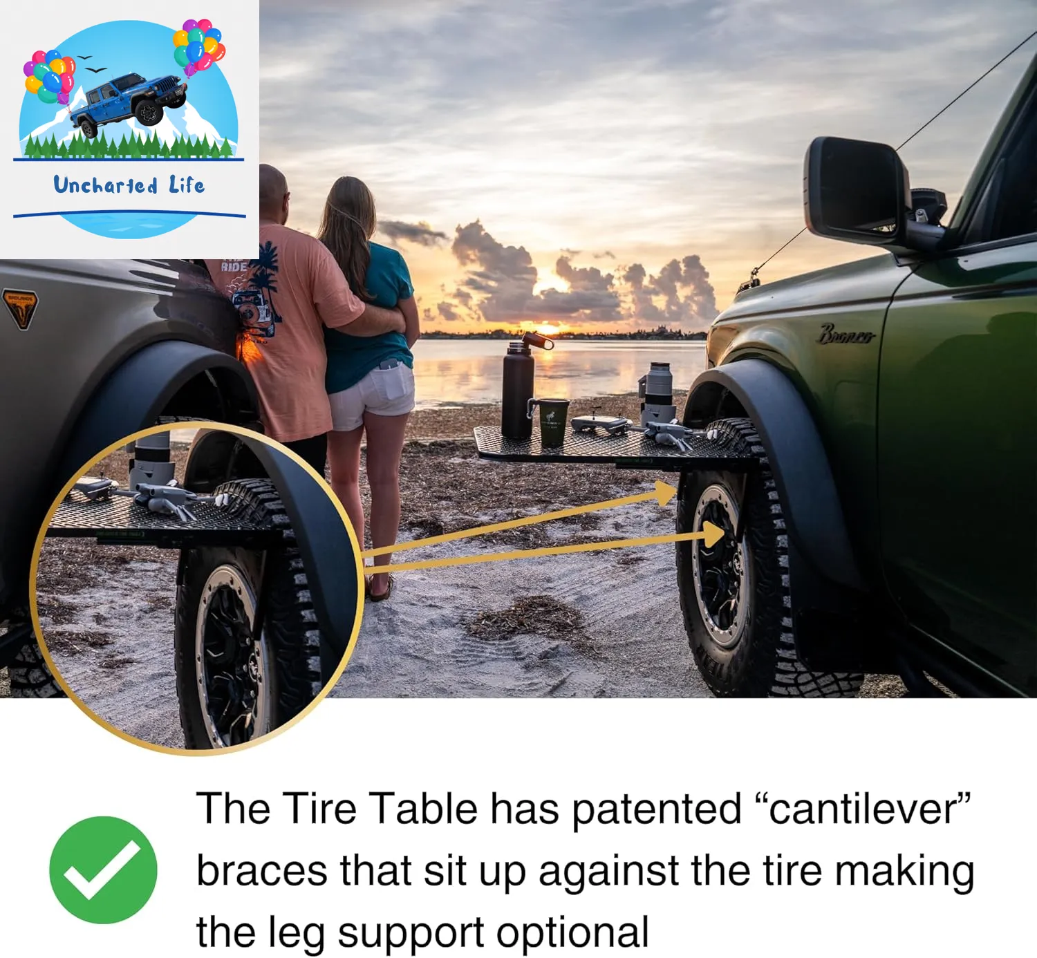 Sturdy Vehicle-Mounted Outdoor Table for Camping