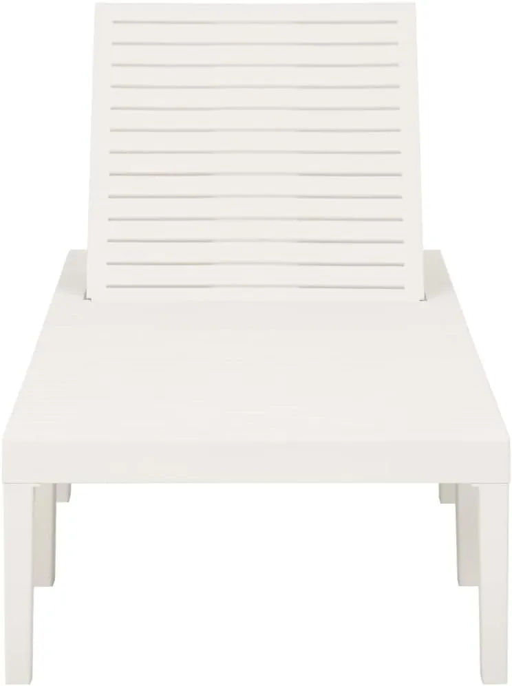 Sun Lounger Plastic Whitepatio Camping Chairs Recliner Tanning chairSuitable for Garden Courtyard