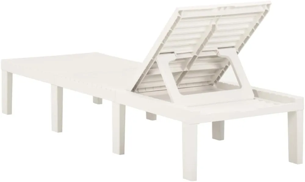 Sun Lounger Plastic Whitepatio Camping Chairs Recliner Tanning chairSuitable for Garden Courtyard