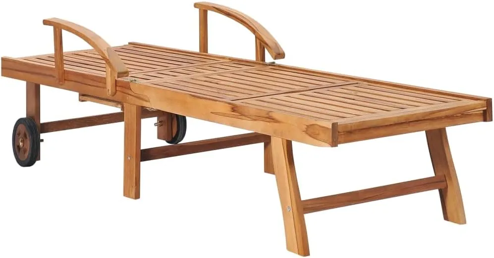Sun Loungers 2 pcs with Table and Cushion Solid Teak Woodtanning Chair Recliner Camping Chairs Patio Suitable for Garden Courtyard