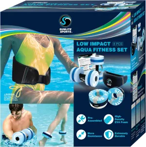 Sunlite Sports Water Workout Combo Set, High Density Water Weight, Swim Belt, Soft Padded, Water Aerobics, Aqua Therapy, Pool Fitness, Water Exercise