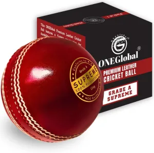 Supreme Leather Cricket Ball | 100% Handstitched, 156g-5.5oz, 4-Piece Premium Leather, Waterproofing | Match Quality Hard Cricket Balls for Matches & Net Practice.