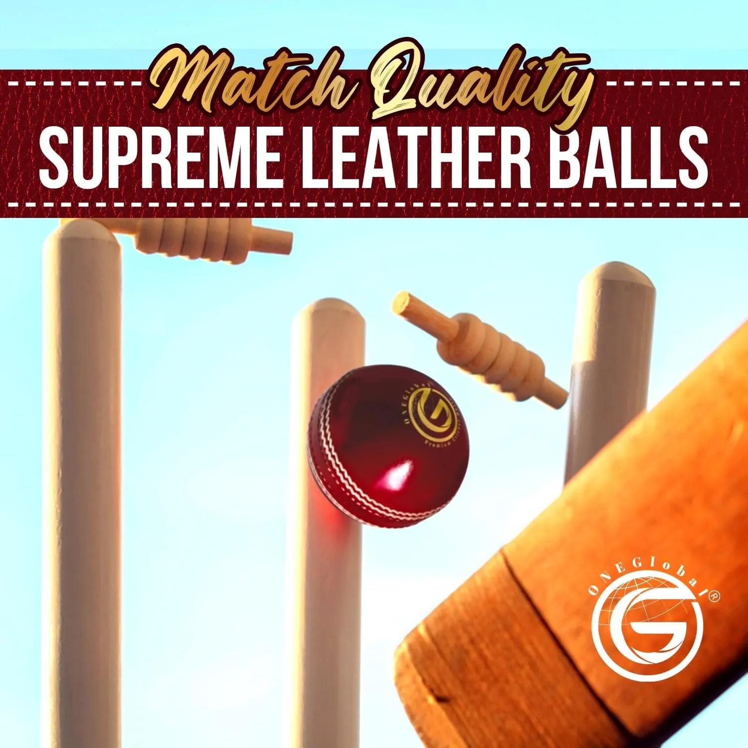 Supreme Leather Cricket Ball | 100% Handstitched, 156g-5.5oz, 4-Piece Premium Leather, Waterproofing | Match Quality Hard Cricket Balls for Matches & Net Practice.