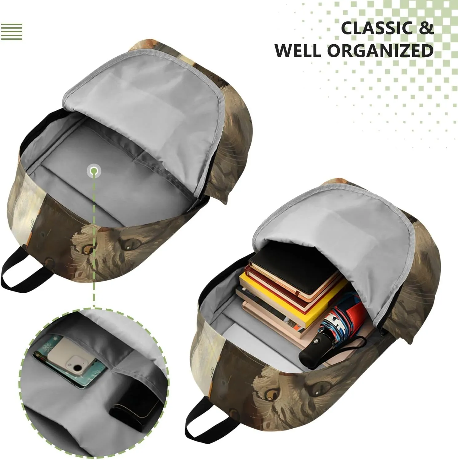 Suspicious Cats Laptop Backpack Men, Laptop Backpack 15.6 Inch, Multi Pocket Carry on Travel Backpack