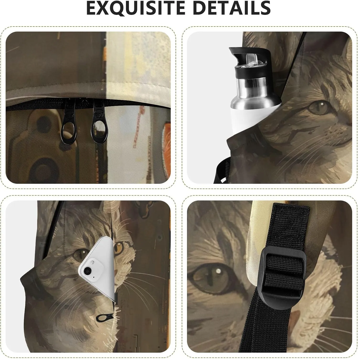 Suspicious Cats Laptop Backpack Men, Laptop Backpack 15.6 Inch, Multi Pocket Carry on Travel Backpack
