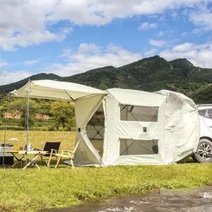 SUV Truck Tent for Camping 3-4 Person Car Rear Tents,Automatic Pop Up Tailgate Awning Tent Hatch Tents for Caravan MPV Hatchback Minivan Sedan with Storage Bag