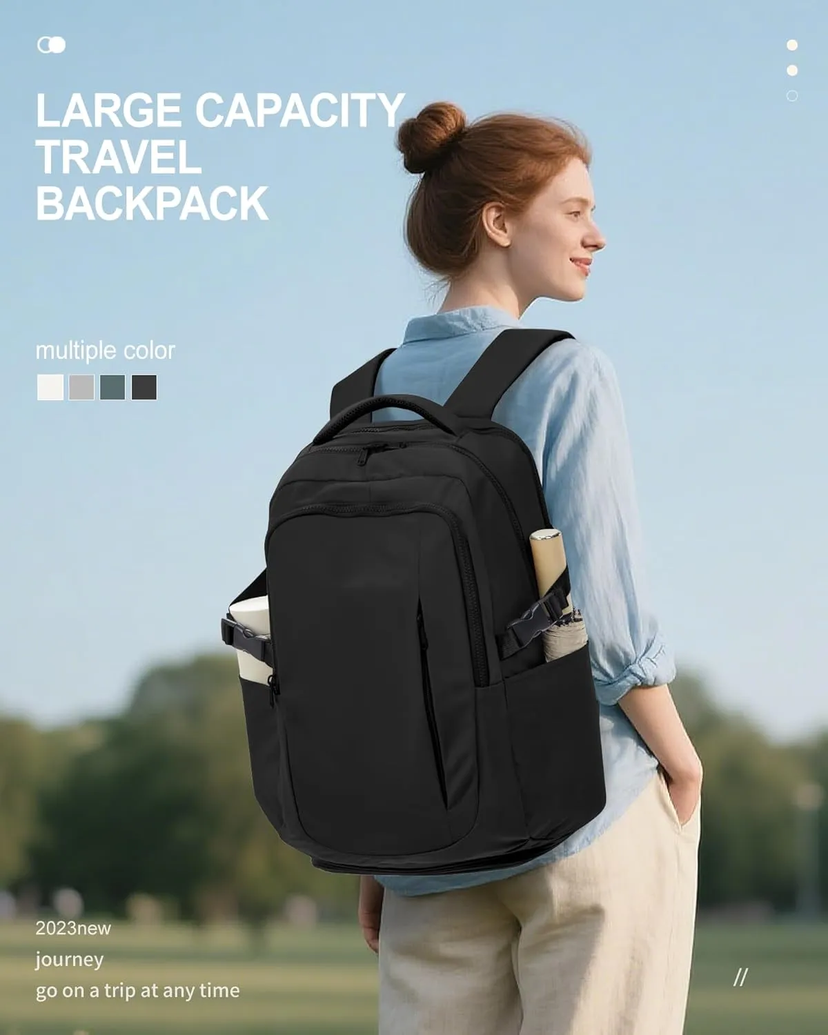 suwasp Large Travel Backpack for Women Men Airline Approved Carry On Personal Item Backpack Bag Frontier Airlines Personal Item Bag Flight Approved Luggage Backpack - Black