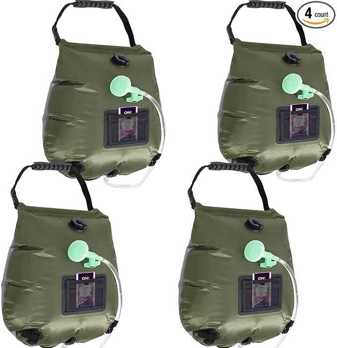 SYITCUN Camping Shower Bag 5 Gallon,1/2/4 Pack Portable Solar Shower Bag,Camping Shower Kit with Hose,On-Off Switchable Head for Beach,Swimming,Travel,Hiking