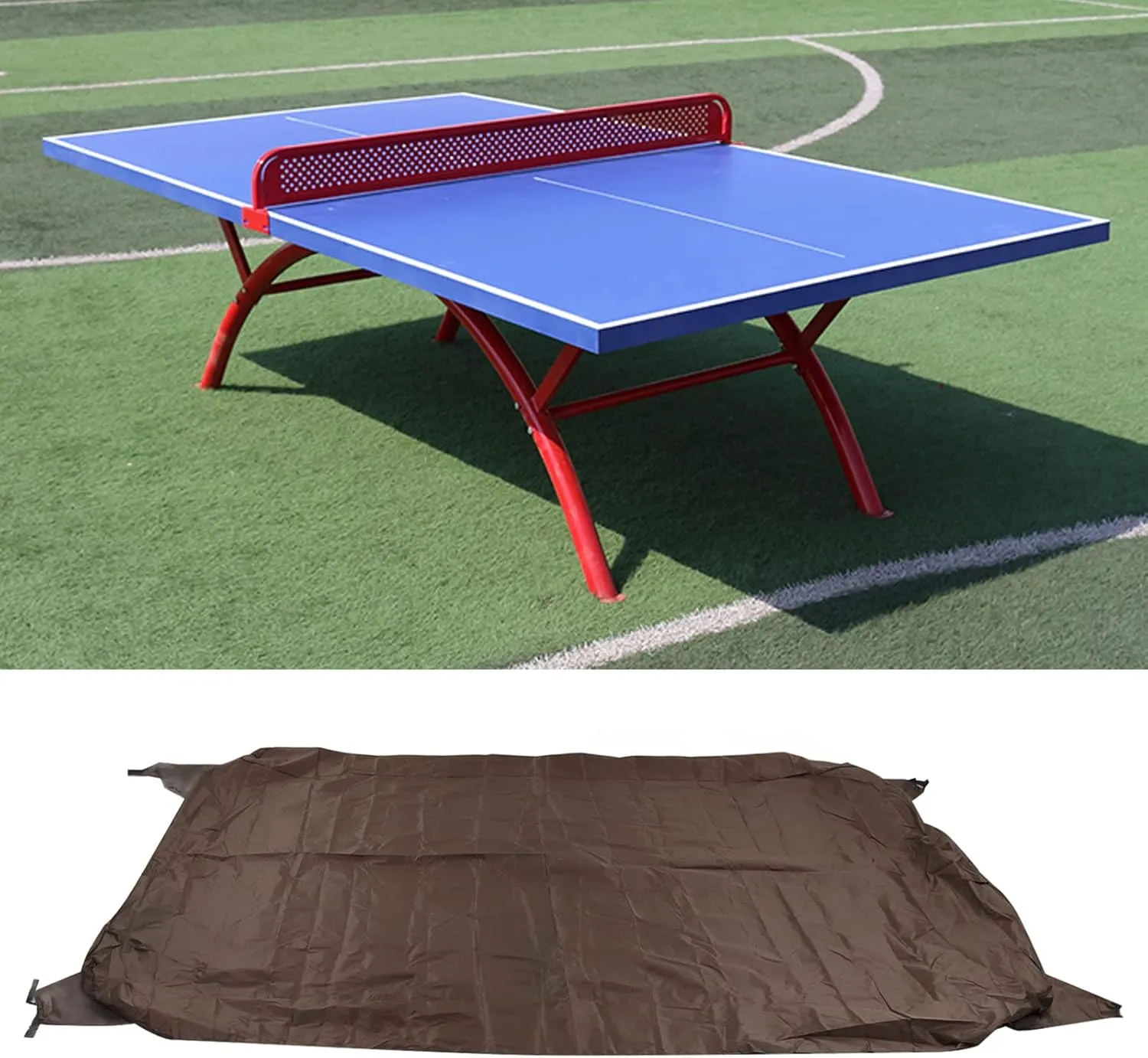 Table Tennis Cover Dustproof and Rainproof for Courtyard Patio with Sun Protection, Lightweight and Easy to , Lock Design, Silver Coated 210D Fabric, Preserve (Coffee)