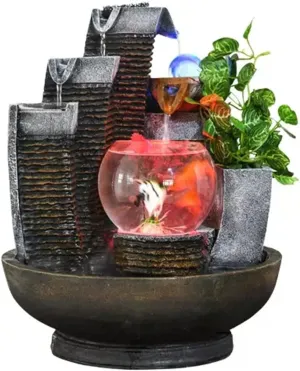 Tabletop Fountains Modern Indoor Alpine Water Fountain Turning Ball Living Room Decoration Indoor Humidifier Fish Tank Desktop Decoration Home Decoration Indoor Water Fountains