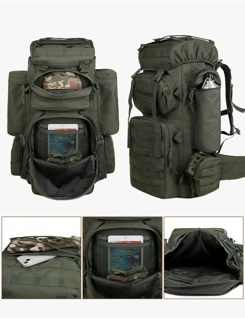 Tactical Backpack Military Molle Hiking 56-75L Outdoor Hiking Bag Backcountry Jungle Tactical Trekking Black