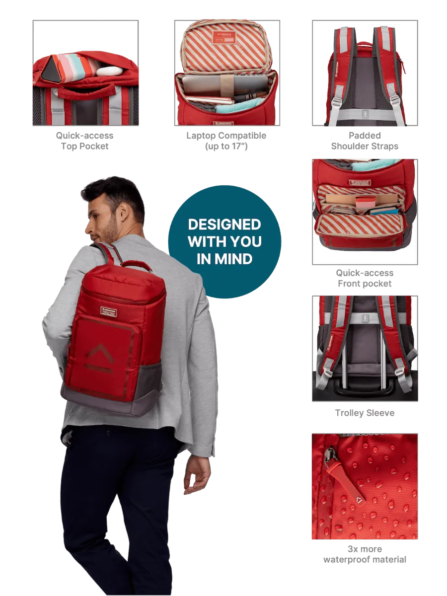 Tall Boy Red Backpack